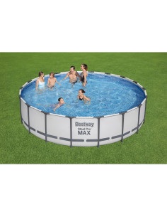Piscina structura metalica, rotunda, cu filtru, pompa, scara, prelata acoperire, gri, 549x122 cm, Bestway Steel Pro 2