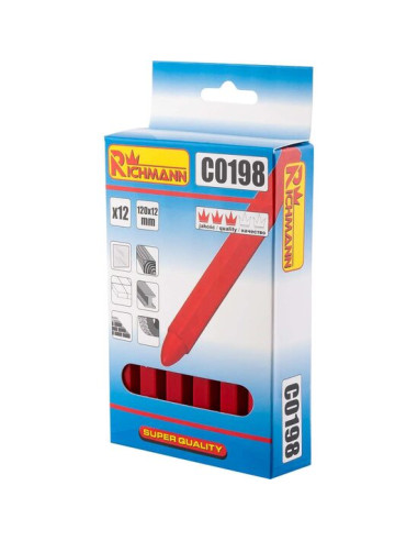 Creta tehnica, rosu, set 12 buc, 12x120 mm, Richmann