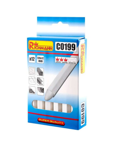 Creta tehnica, alb, set 12 buc, 12x120 mm, Richmann