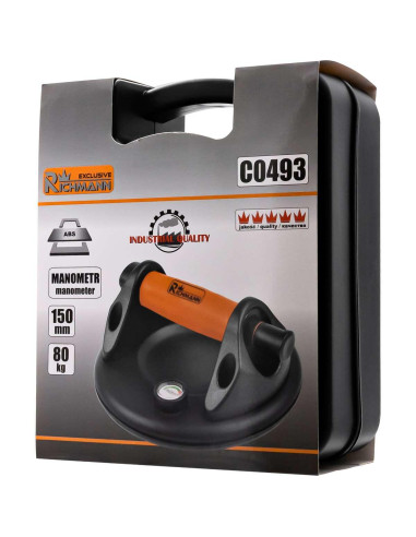 Ventuza pentru transport si montat parbrize, geamuri, placi marmura, granit, cu manometru, 1 brat, max 80 kg, Richmann Exclusive