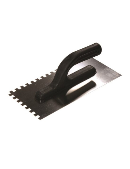Gletiera inox, Painter, zimti, 10x10 mm, 13x27 cm, maner plastic, negru
