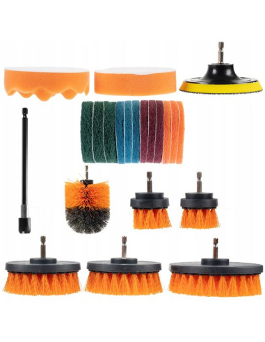 Perii curatat, pentru masina de gaurit, tija hexagonala, set 22 buc, Bigstren