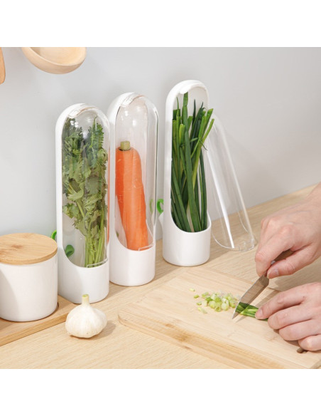 Recipient pentru depozitarea ierburilor proaspete, menta, legume pentru frigider si alte produse, 25x6.5cm, POJ08