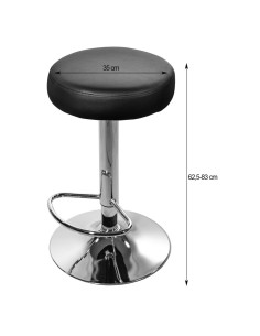 Scaun de bucatarie/bar, Artool, Rojst, rotativ, piele ecologica, negru si argintiu, 38x38x62.5-83 cm 2