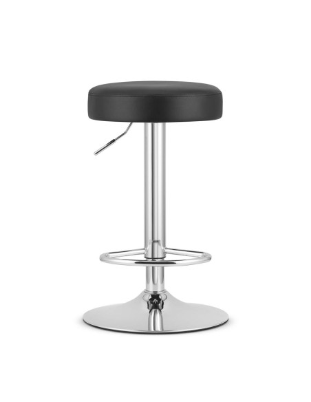 Scaun de bucatarie/bar, Artool, Rojst, rotativ, piele ecologica, negru si argintiu, 38x38x62.5-83 cm