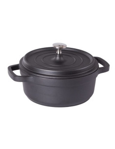 Oala de aluminiu cu capac, negru, 2.2 L, 20 cm, Verk Group