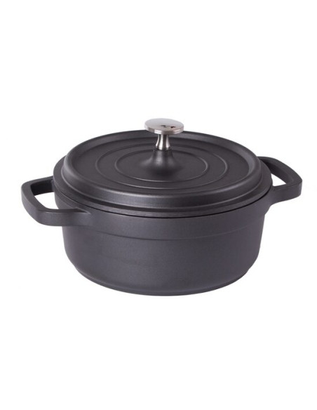 Oala de aluminiu cu capac, negru, 2.2 L, 20 cm, Verk Group