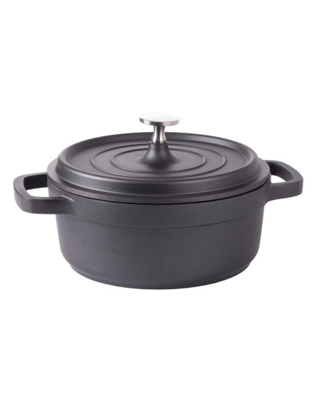 Oala de aluminiu cu capac, negru, 2.2 L, 20 cm, Verk Group