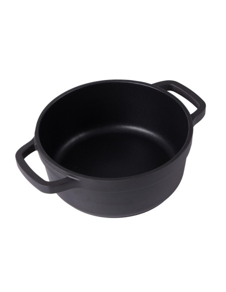 Oala de aluminiu cu capac, negru, 2.2 L, 20 cm, Verk Group