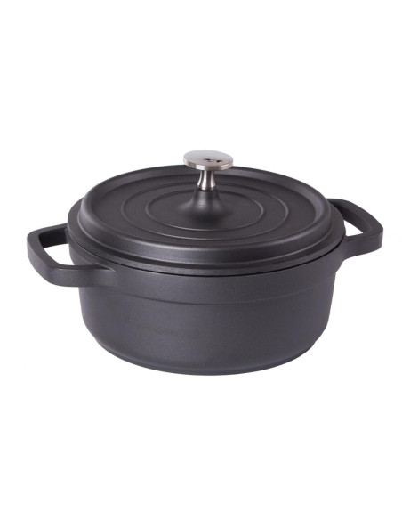 Oala de aluminiu cu capac, negru, 2.2 L, 20 cm, Verk Group