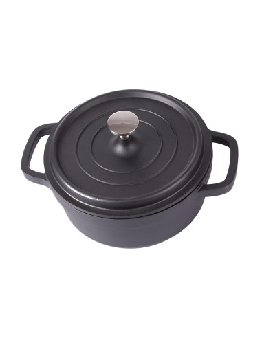 Oala de aluminiu cu capac, negru, 2.2 L, 20 cm, Verk Group