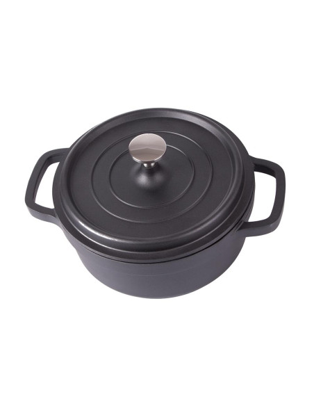Oala de aluminiu cu capac, negru, 2.2 L, 20 cm, Verk Group