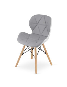 Scaun stil scandinav, Artool, Lago, piele ecologica, lemn, gri si alb, 47x52x73 cm 2