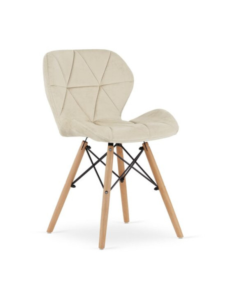 Scaun stil scandinav, Artool, Lago, catifea, lemn, bej, 47x52x74 cm