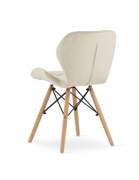 Scaun stil scandinav, Artool, Lago, catifea, lemn, bej, 47x52x74 cm