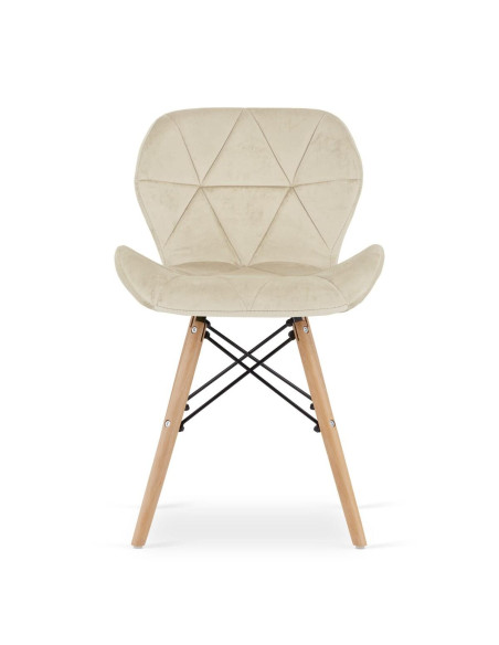 Scaun stil scandinav, Artool, Lago, catifea, lemn, bej, 47x52x74 cm