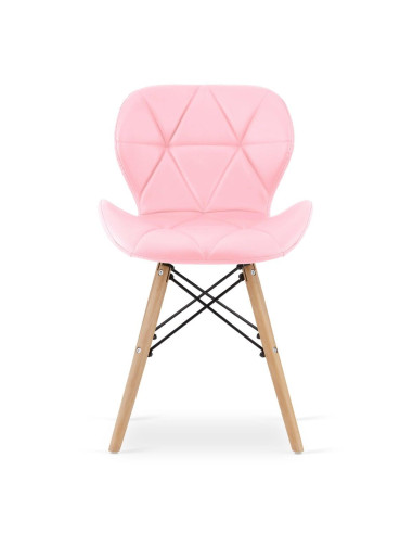 Scaun stil scandinav, Artool, Lago, piele ecologica, lemn, roz, 47x52x73 cm