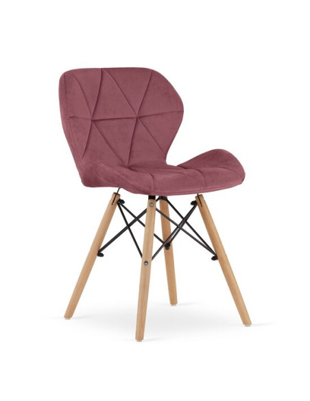 Scaun stil scandinav, Artool, Lago, catifea, lemn, roz inchis, 47x52x74 cm