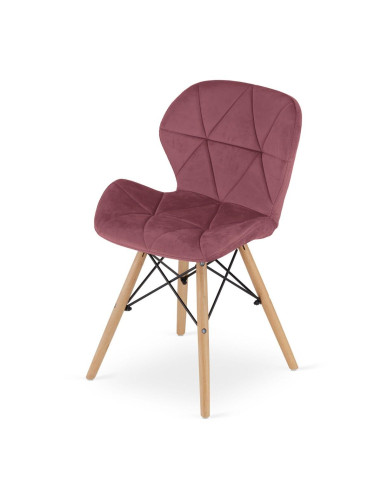 Scaun stil scandinav, Artool, Lago, catifea, lemn, roz inchis, 47x52x74 cm