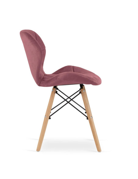Scaun stil scandinav, Artool, Lago, catifea, lemn, roz inchis, 47x52x74 cm