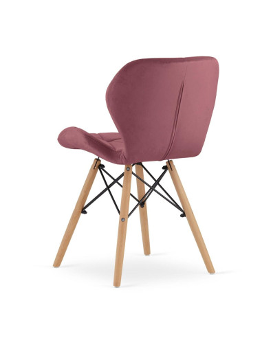 Scaun stil scandinav, Artool, Lago, catifea, lemn, roz inchis, 47x52x74 cm