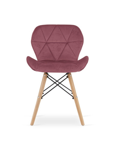 Scaun stil scandinav, Artool, Lago, catifea, lemn, roz inchis, 47x52x74 cm