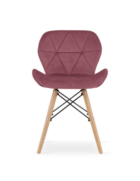 Scaun stil scandinav, Artool, Lago, catifea, lemn, roz inchis, 47x52x74 cm