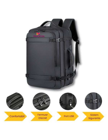 Rucsac Extensibil Mercaton Compatibil cu Laptopuri Pana la 17.3&8243 + Baterie Reincarcabila Powerbank 10.000 mAh