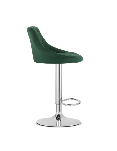 Scaun de bucatarie/bar, Artool, Kast, rotativ, catifea, verde si argintiu, 45.5x49x85-105 cm