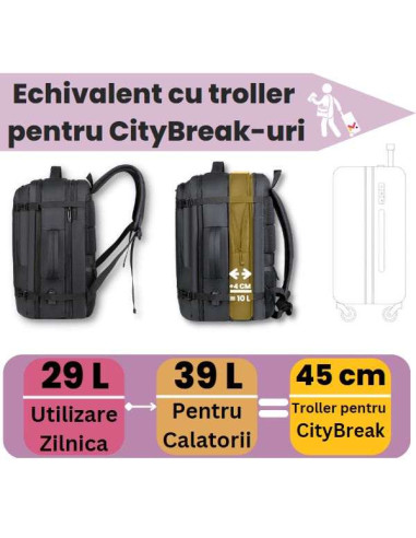 Rucsac Extensibil Mercaton Compatibil cu Laptopuri Pana la 17.3&8243 + Baterie Reincarcabila Powerbank 10.000 mAh