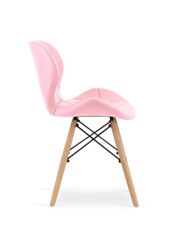 Set 4 scaune stil scandinav, Artool, Lago, piele ecologica, lemn, roz, 47x52x73 cm