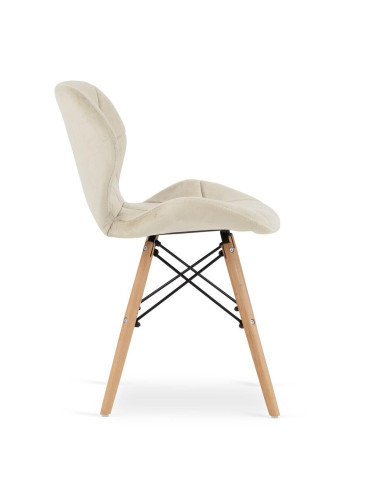 Set 4 scaune stil scandinav, Artool, Lago, catifea, lemn, bej, 47x52x74 cm