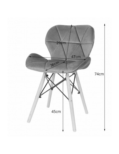 Set 4 scaune stil scandinav, Artool, Lago, catifea, lemn, bej, 47x52x74 cm