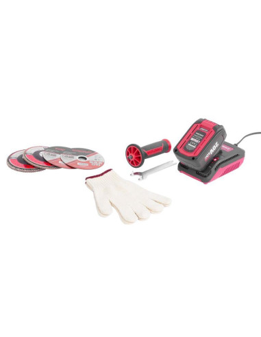 Polizor unghiular, flex, cu acumulator 4 Ah, incarcator 20 V Li-ion, geanta, 4 discuri, manusi, 115 mm, Worcraft