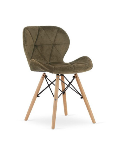 Scaun stil scandinav, Artool, Lago, catifea, lemn, maro, 47x52.5x74 cm