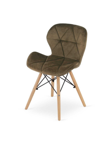 Scaun stil scandinav, Artool, Lago, catifea, lemn, maro, 47x52.5x74 cm