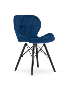 Scaun stil scandinav, Artool, Lago Velvet, catifea, lemn, bleumarin si negru, 47x52x73.5 cm