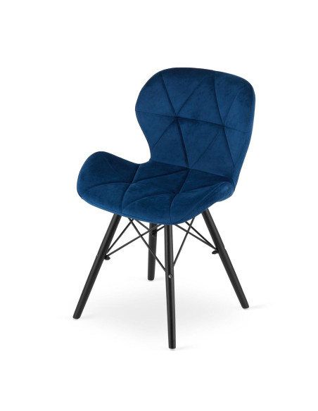 Scaun stil scandinav, Artool, Lago Velvet, catifea, lemn, bleumarin si negru, 47x52x73.5 cm