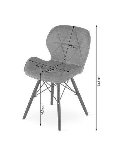 Scaun stil scandinav, Artool, Lago Velvet, catifea, lemn, bleumarin si negru, 47x52x73.5 cm