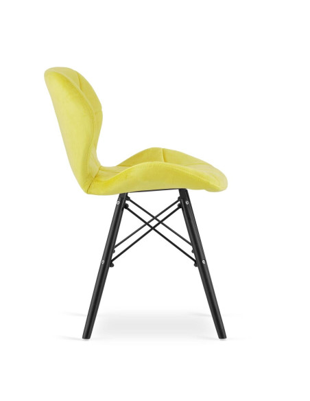 Scaun stil scandinav, Artool, Lago Velvet, catifea, lemn, galben si negru, 47x52x73.5 cm