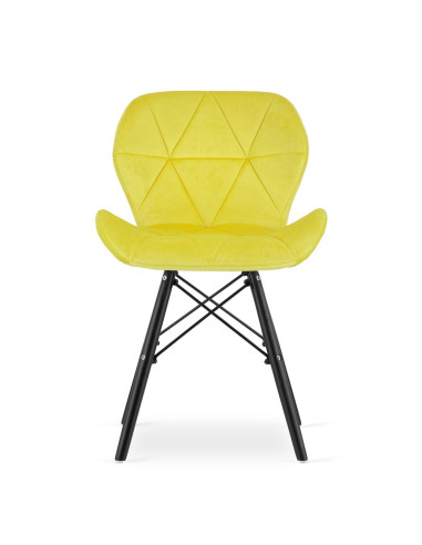 Scaun stil scandinav, Artool, Lago Velvet, catifea, lemn, galben si negru, 47x52x73.5 cm