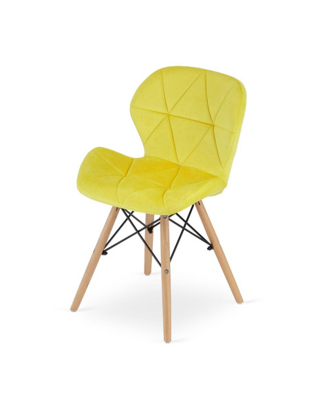 Scaun stil scandinav, Artool, Lago, catifea, lemn, galben, 48x52.5x74 cm