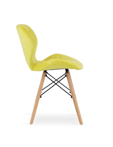 Scaun stil scandinav, Artool, Lago, catifea, lemn, galben, 48x52.5x74 cm