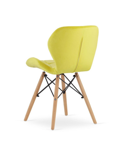 Scaun stil scandinav, Artool, Lago, catifea, lemn, galben, 48x52.5x74 cm