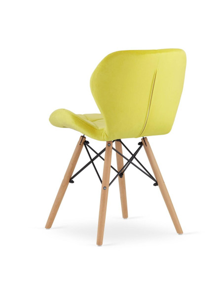 Scaun stil scandinav, Artool, Lago, catifea, lemn, galben, 48x52.5x74 cm