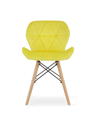 Scaun stil scandinav, Artool, Lago, catifea, lemn, galben, 48x52.5x74 cm
