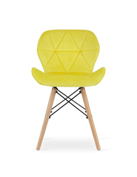 Scaun stil scandinav, Artool, Lago, catifea, lemn, galben, 48x52.5x74 cm