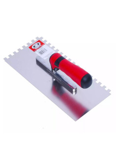 Gletiera inox, Olejnik, zimti, 6x6 mm, maner soft, 13x28 cm, Rosu