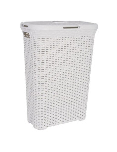 Cos rufe, Curver, 2 manere, cu capac, plastic, crem, 40 L, 45x26.5x61.5 cm