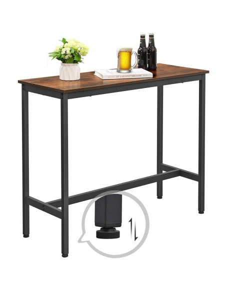 Masa pentru bucatarie/living/bar, Artool, inalta, pal si otel, maro rustic, 100x40x90 cm